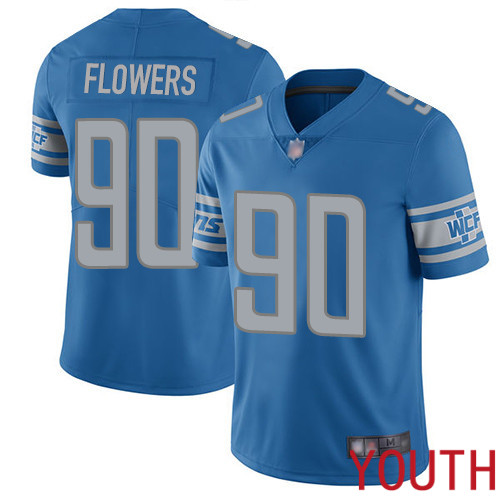 Detroit Lions Limited Blue Youth Trey Flowers Home Jersey NFL Football #90 Vapor Untouchable->detroit lions->NFL Jersey